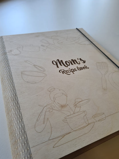 Houten receptenboek - Mom's recipe book