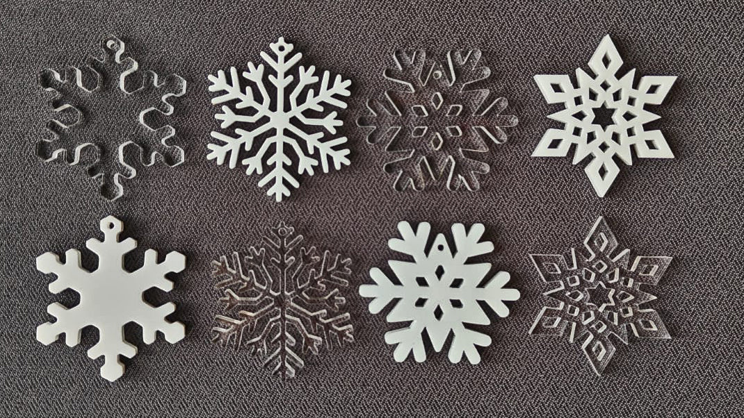 Kersthanger sneeuwvlokken wit en transparant set van 8